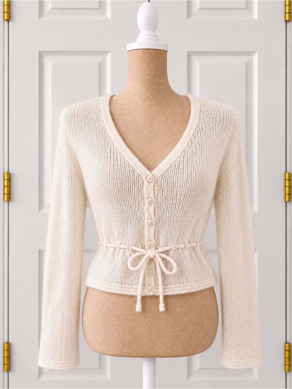 NWT John Galt PacSun Ivory Mohair Wool Blend Drawstring Cardigan One Size